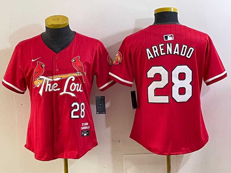 Womens St Louis Cardinals #28 Nolan Arenado Red 2024 City Connect Limited Stitched Jersey->mlb womens jerseys->MLB Jersey
